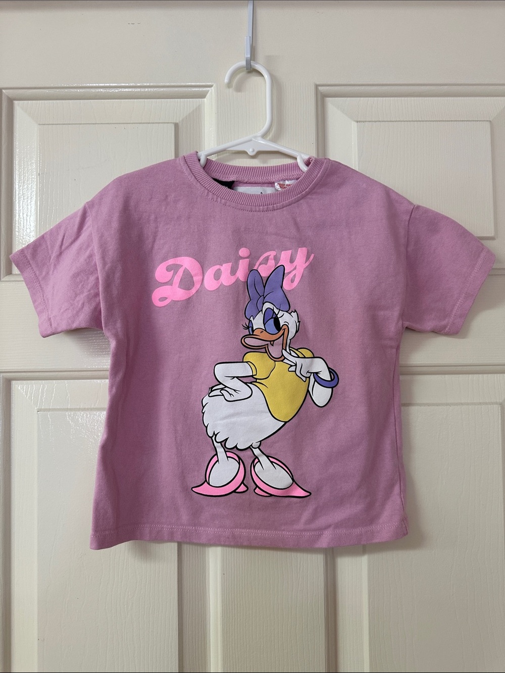 Zara Pink Daisy Graphic Tee with Yellow Accent